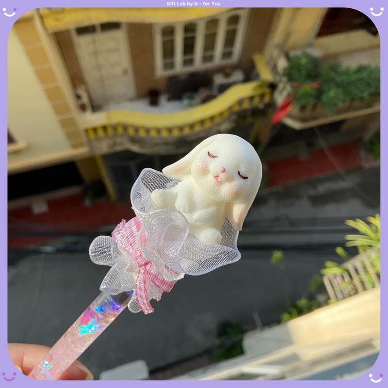 Dao unboxing tiểu thư dọc giấy cắt washi/sticker charm thỏ cưng xỉu  | handmade | U