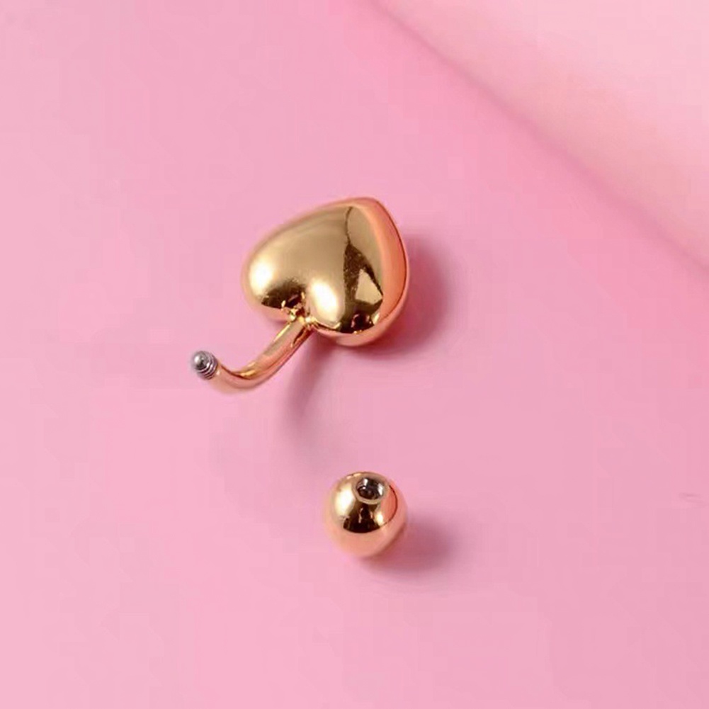 Khuyên Rốn Hình Trái Tim Màu Trơn Bằng Thép Không Gỉ Thời Trang