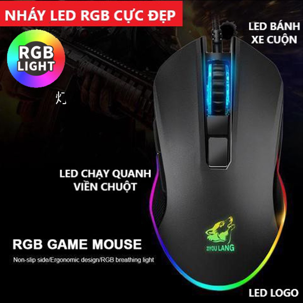 Chuột Quang Gaming HM09 Pink LED RGB Siêu Êm Siêu Bền 7 Chế Độ Led Bảo Hành 12 Tháng