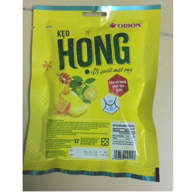 Kẹo ngậm họng Orion Vị Quất Mật ong gói 87,5g (25 viên)