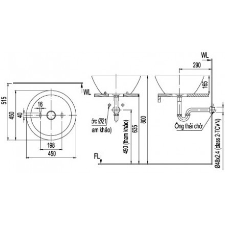 Chậu Rửa Lavabo Inax L-445V Đặt Bàn