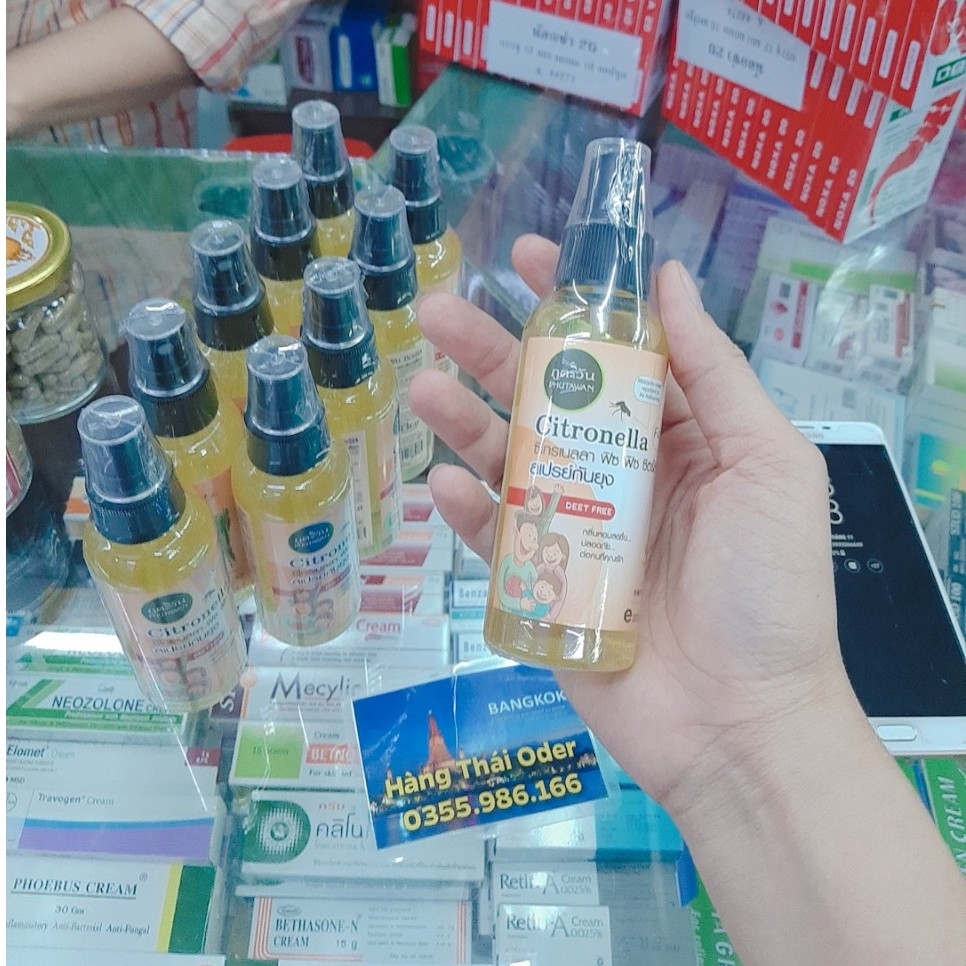 Xịt đuổi muỗi mùi cam xả Citronella 💥LOẠI TỐT NHẤT💥 chiết xuất từ cây cối thực vật không gây hại cho sức khoẻ