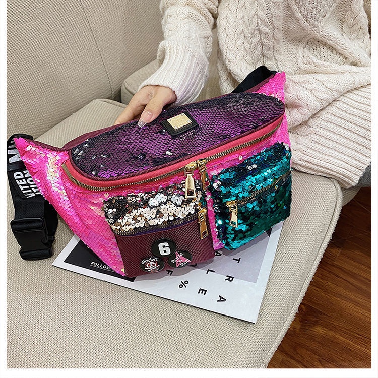 Túi đeo chéo vai đính kim sa màu gradient phong cách Hàn Quốc thời trang cho nữ