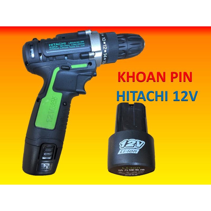 Máy khoan dùng pin Hitachi 12v 2 pin [Shop Yêu Thích]