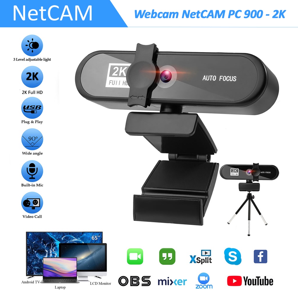Webcam NetCAM PC 900 độ phân giải 2K - Hãng phân phối chính thức