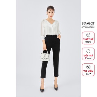 Áo sơ mi nữ công sở 92WEAR tay lỡ xếp ly thân trước ASA1672