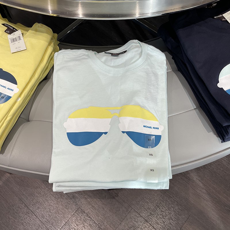 Áo Thun Tay Ngắn Cổ Tròn In Hình Mắt Kính new york Dabao Michael Kors / MK Cho Nam