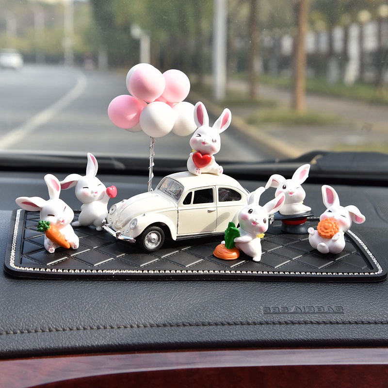 Phụ Kiện Trang Trí Xe Hơi Hình Thỏ Bí Ngô Dễ Thương Sáng Tạo
