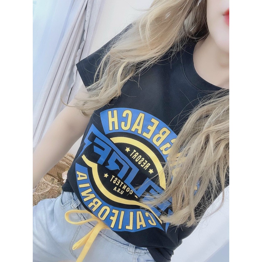 Áo thun nữ thun cotton in logo cách điệu siêu hot freesize