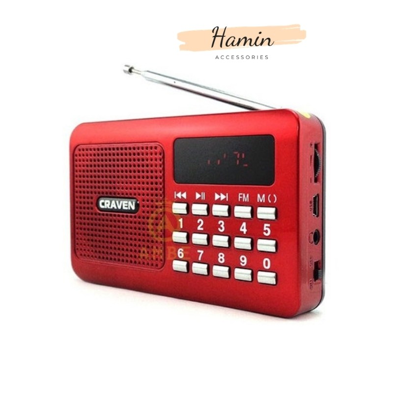 Đài Radio Craven CR-16 Máy nghe pháp  nghe đài, nghe nhạc thẻ nhớ, USB, nghe kinh phật sử dụng pin siêu trâu