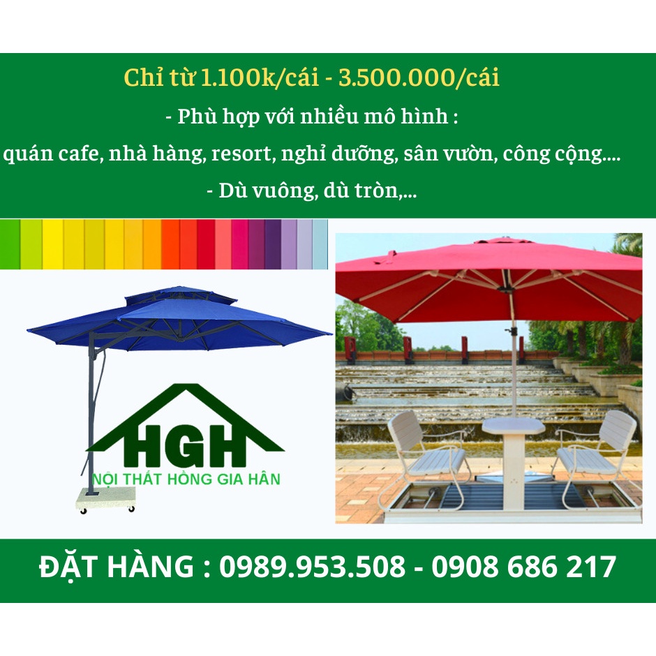 Dù che mưa nắng Tp.HCM Hồng Gia Hân_Dù vuông lệch tâm giá rẻ