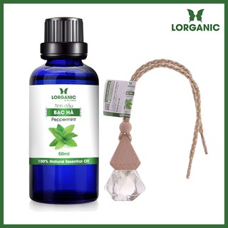 [FREE SHIP 50K] Combo tinh dầu bạc hà  Lorganic (50ml) +tinh dầu bạc hà  Lorganic treo xe hơi, tủ áo  (10ml)