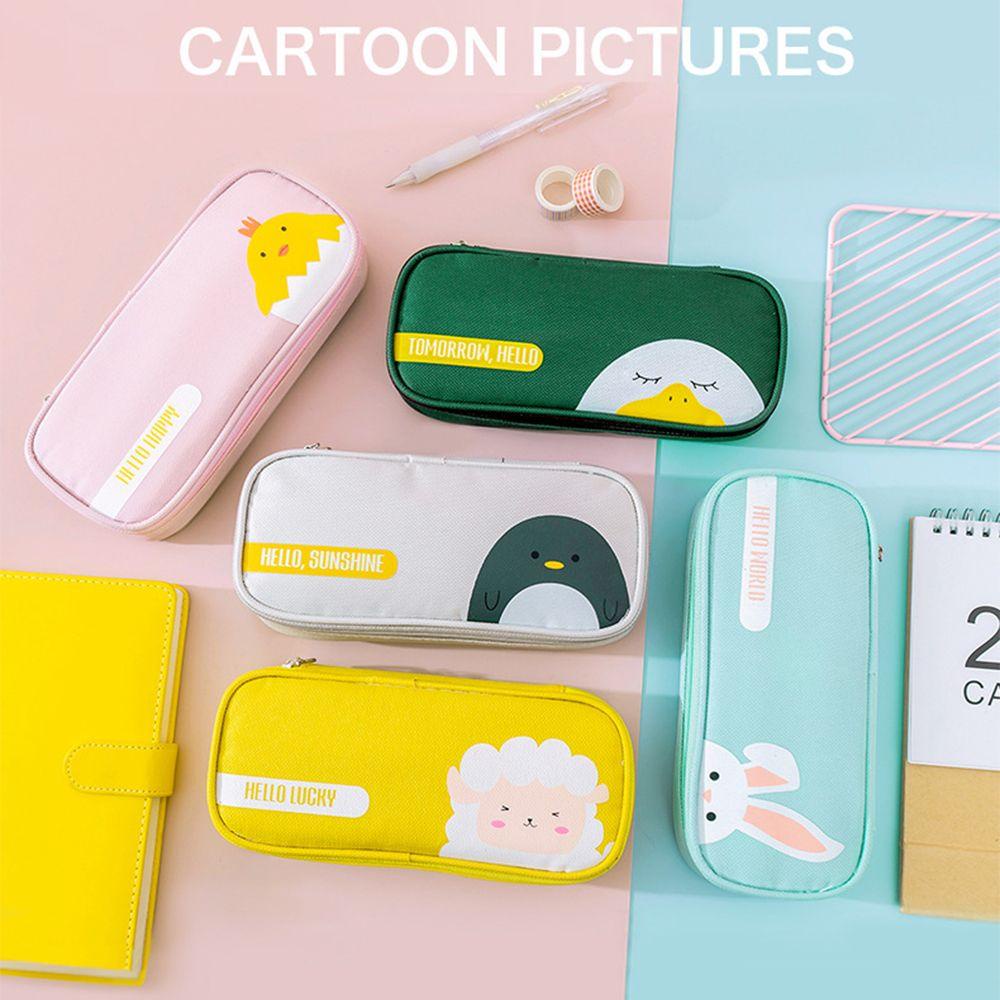 Túi Đựng Bút Bằng Vải Oxford Họa Tiết Hoạt Hình Dễ Thương