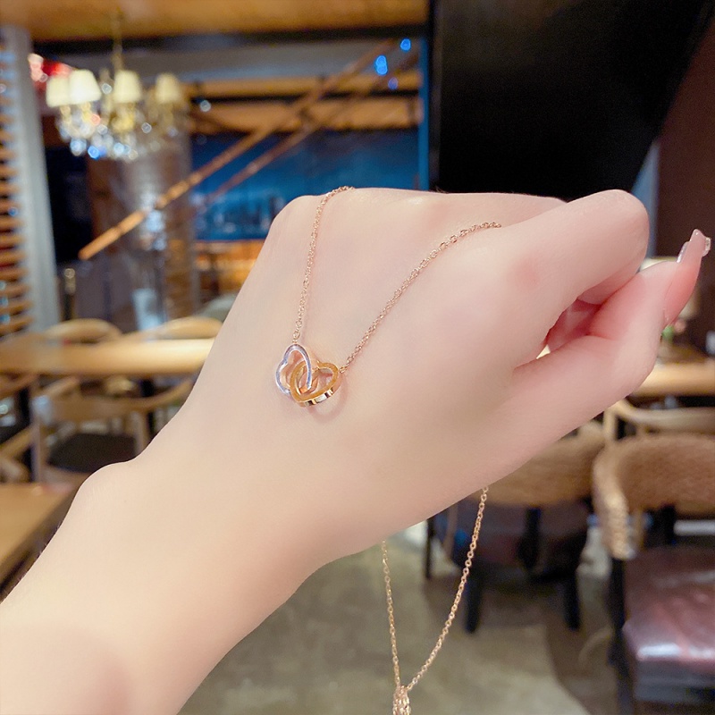 XIAOBOACC Dây Chuyền Thép Titan Mặt Hình Trái Tim Thời Trang Cho Nữ