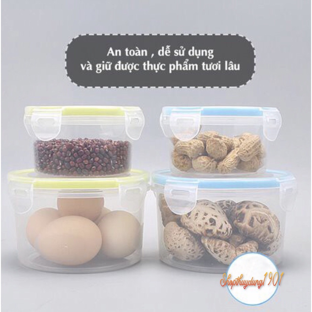 Bộ 3 hộp lạnh bảo quản thực phẩm Việt Nhật hộp tròn có nắp gài đựng thức ăn an toàn tiện dụng