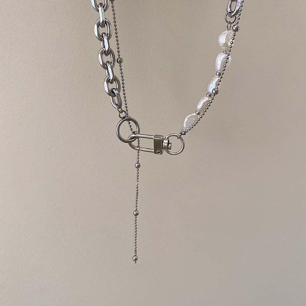 Vòng cổ Hai Lớp Bằng Hợp Kim Thiết Kế Đục Lỗ Thời Trang Cho Nữ