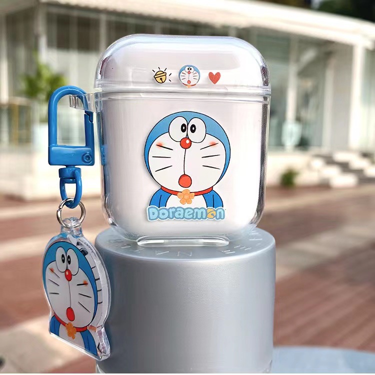 Case TPU dành cho Airpods 1,2/ Airpods Pro/ Airpods 3 Doremon Kèm Khóa Treo