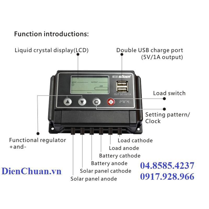  Điều khiển sạc năng lượng mặt trời PWM 48V 30A Suoer