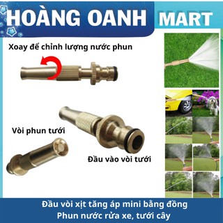 Đầu vòi xịt tăng áp mini bằng đồng phun nước rửa xe, tưới cây tăng áp đa năng