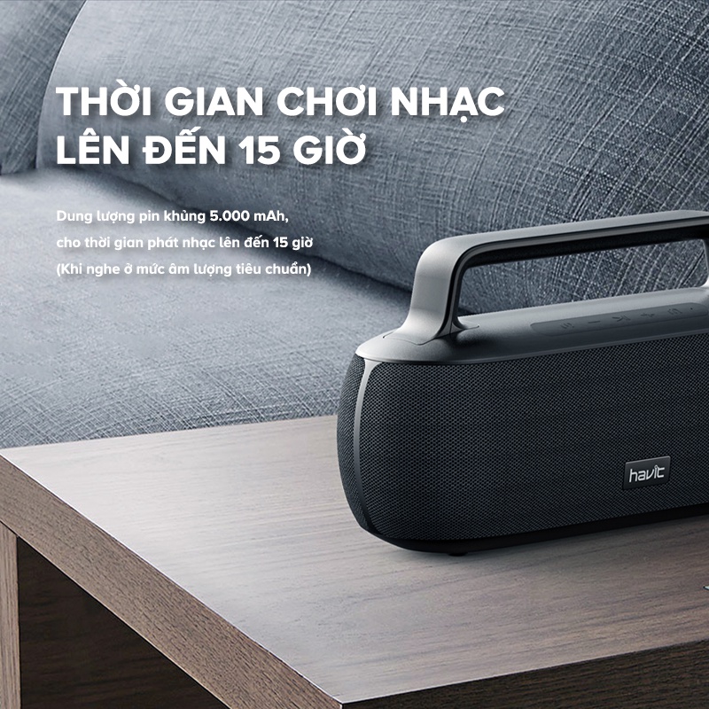 Loa Bluetooth HAVIT SK816BT Công Suất 30W, BT 5.0, Kháng IPX7, Thời Gian Chơi Nhạc Lến Đến 15h - Chính Hãng BH 12 Tháng