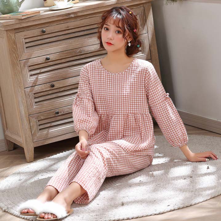 Bộ Đồ Mặc Nhà Nữ Form Rộng Kẻ Caro Dễ Thương | BigBuy360 - bigbuy360.vn