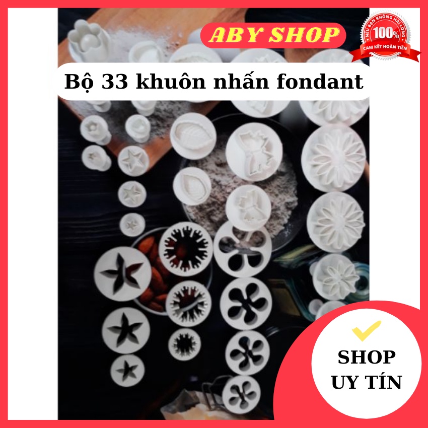 Bộ 33 khuôn nhấn fondant ⚡ HÀNG LOẠI 1 ⚡ khuôn nhấn bánh trung thu dễ thao tác, đơn giản và tiện lợi