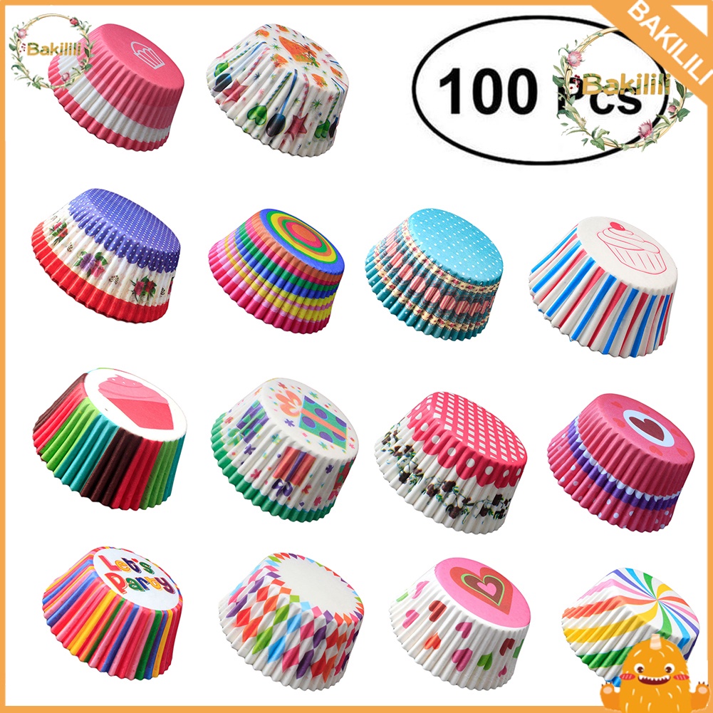 Set 100 Cốc Giấy Đựng Bánh Cupcake / Socola Trang Trí Dễ Thương