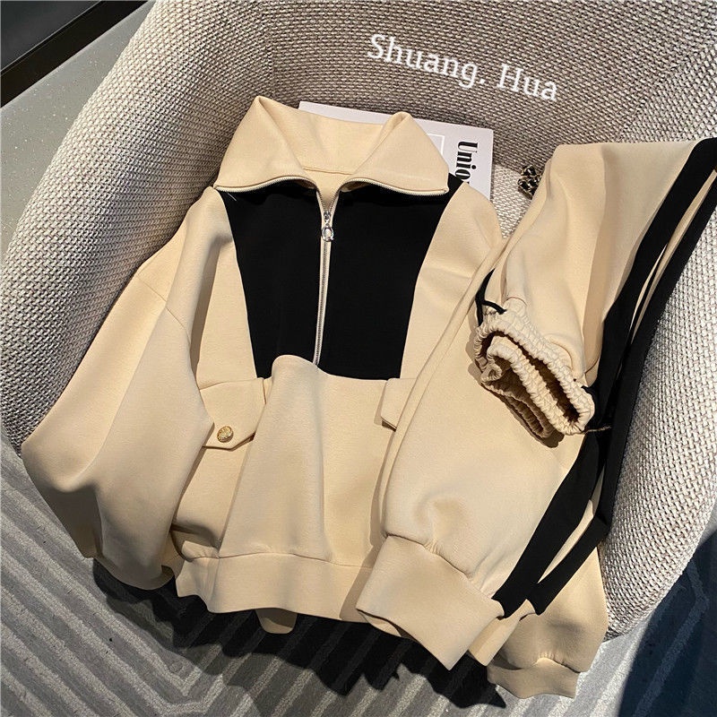Set hai món gồm áo sweater và quần dài phong cách Hàn Quốc thời trang thu đông 2021 dành cho nữ (có bán lẻ)