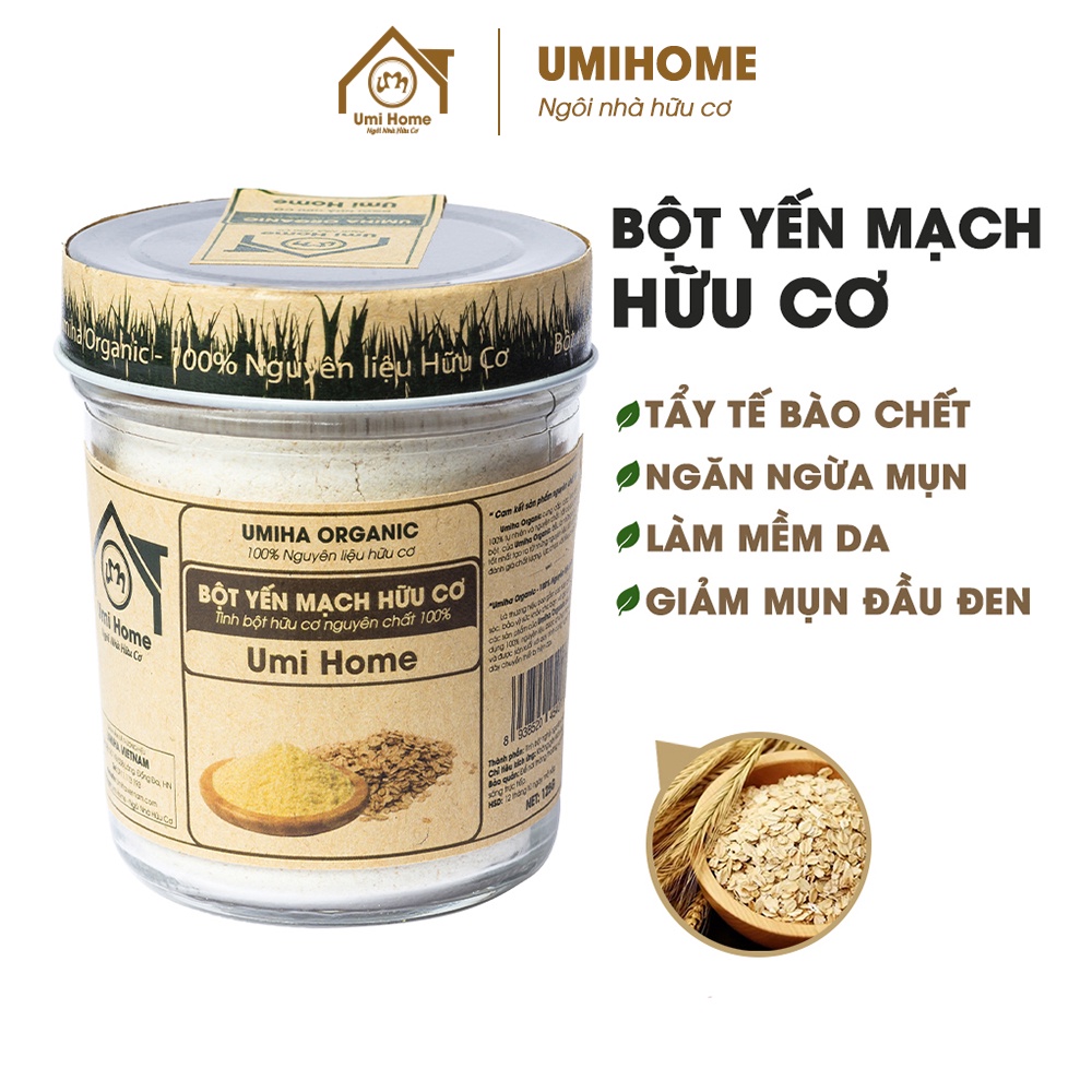 Bột Yến Mạch đắp mặt hữu cơ UMIHOME nguyên chất 135 dưỡng da tươi sáng, làm trắng da hiệu quả