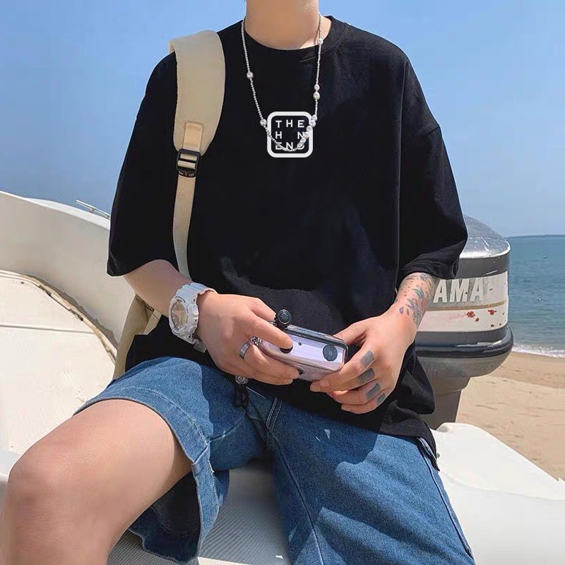 Áo thun nam nữ tay lỡ form rộng unisex THE END vải dày mịn