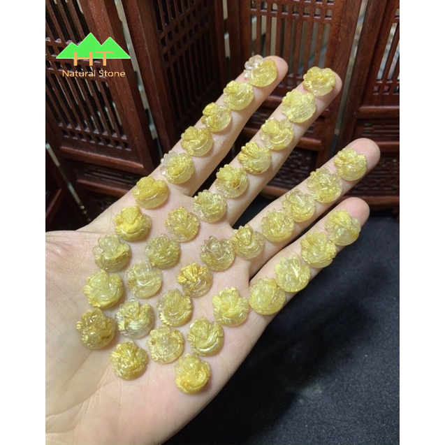 Mặt dây chuyền và mặt nhẫn Hồ Ly ôm hoa đá TA tóc vàng