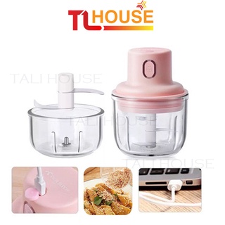 Máy xay tỏi ớt cầm tay tích điện 250ml, xay thịt đa năng mini có cổng sạc usb – TALI HOUSE