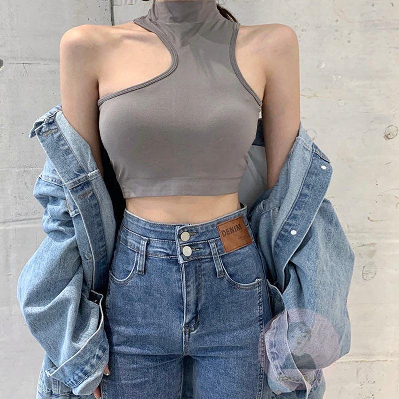 Áo Tank Top Hở Vai Màu Sắc Trơn Thời Trang Mùa Hè Dành Cho Nữ