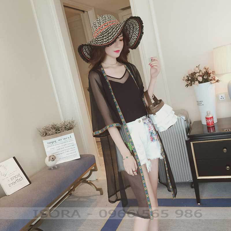 Kimono ViềnThổCẩm Dáng Dài - Ảnh Thật- Hàng có sẵn - Hàng nhập khẩu 100% - Áo choàng, áo lưới , kimono đi biển , đi chơi