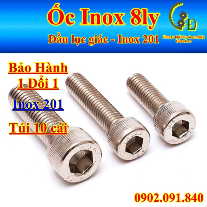 Bulong Inox CAO CẤPỐc lục giác chìm 8Ly. Cam kết Hoàn Tiền đổi trả nếu sản phẩm có bất cứ sai sót gì