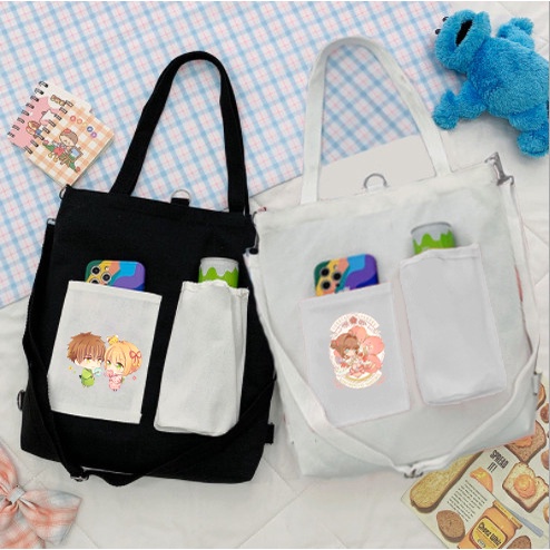 Túi Vải Tote Kiêm Balo doraemon TBL4 totoro vô diện chuột vàng shin  one piece sumikko jinbeisan kero CCS usagyu