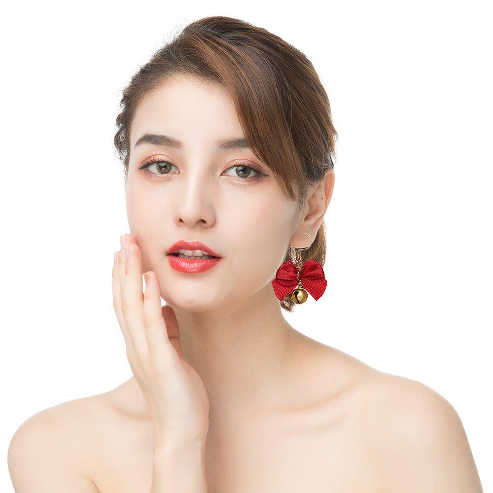 Hoa Tai Hình Hoa Hồng Đính Nơ Đỏ