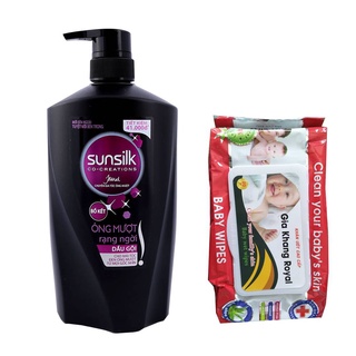 Dầu gội Sunsilk (Đen/Vàng) chai 900g tặng khăn ướt 80 tờ