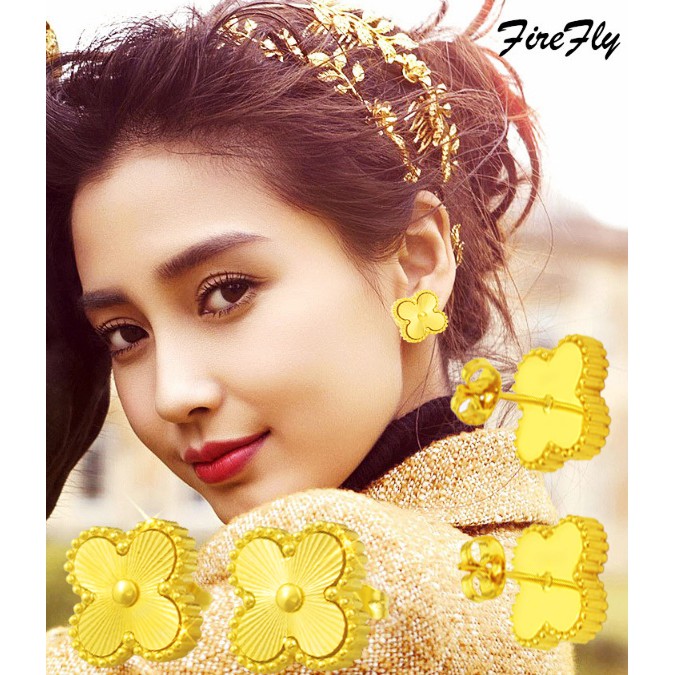 Bông tai nữ tittan cao cấp kiểu hoa 4 cánh siêu đẹp bền màu - Tặng hộp - Đem lại vẻ đẹp quyến rũ cho người đeo