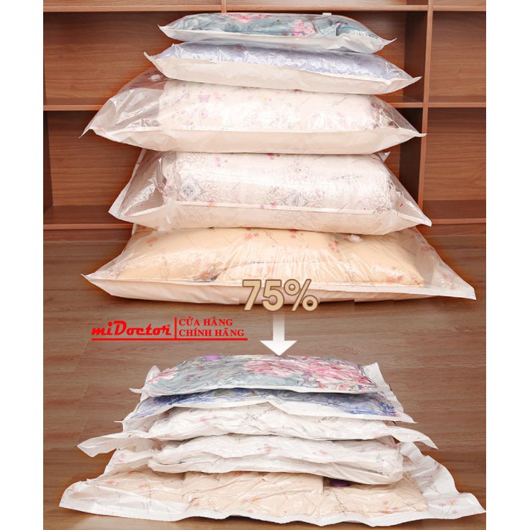 [LOẠI XỊN - CÓ TẶNG BƠM TAY] Bộ 8 Túi Hút Chân Không Đựng Quần Áo, Chăn Màn CỠ ĐẠI Cao Cấp miDoctor (KHÔNG tặng bơm máy)