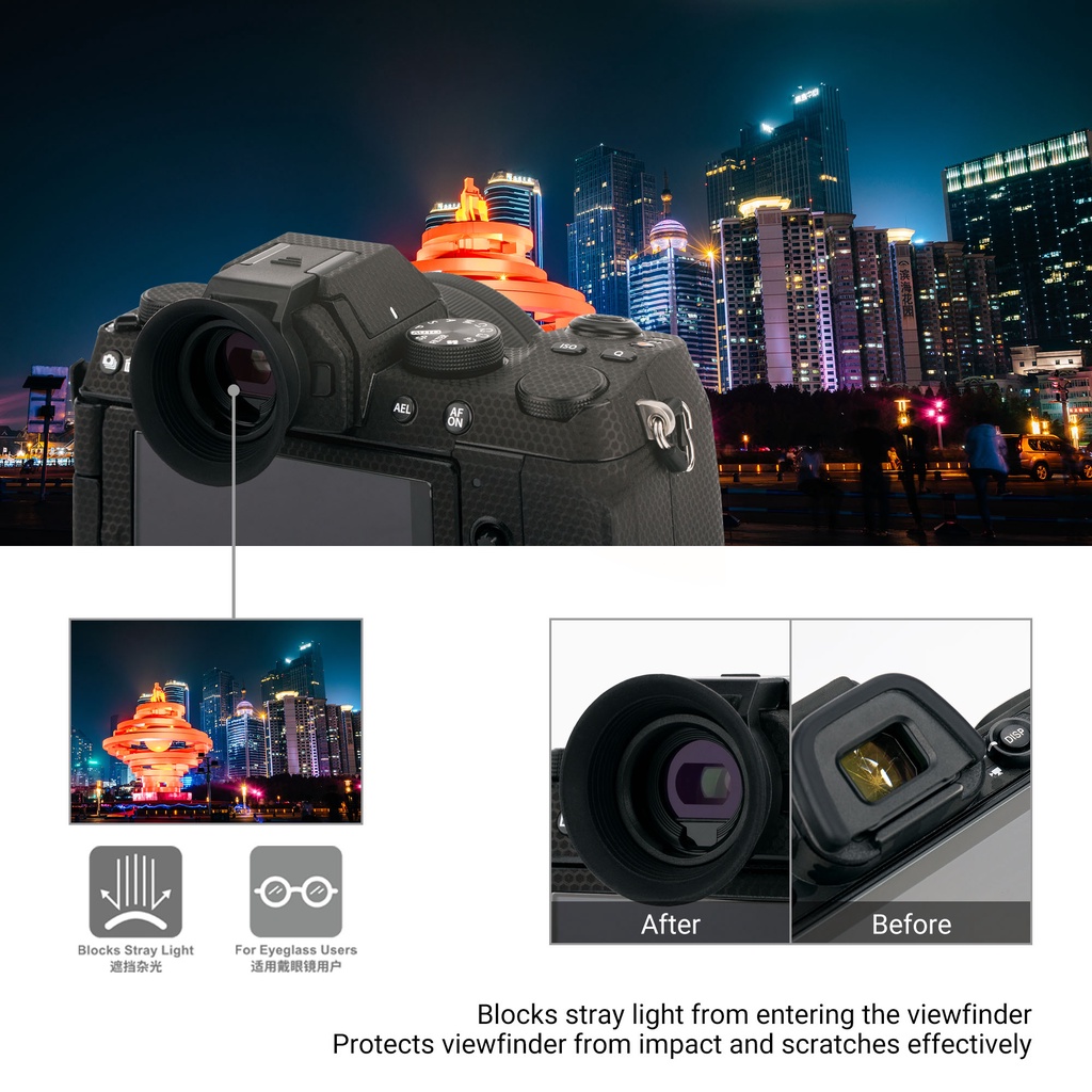 Kiwifotos KE-XS10 Kính ngắm Nâng cấp Ngàm bảo vệ mắt Mở rộng cho Máy ảnh Fuji Fujifilm X-S20 X-S10 X-T200 XS20 XS10 XT200