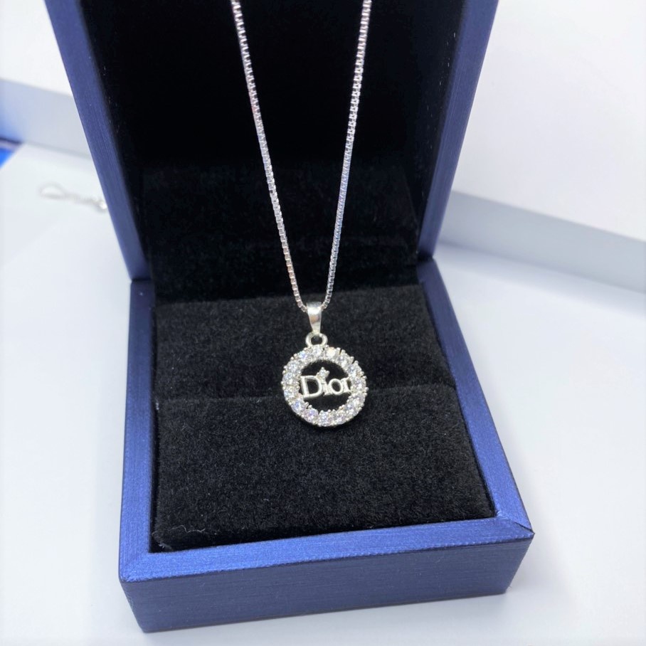 Dây chuyền bạc nữ mặt hình tròn gắn đá thời trang, chất liệu bạc S925 sáng bóng