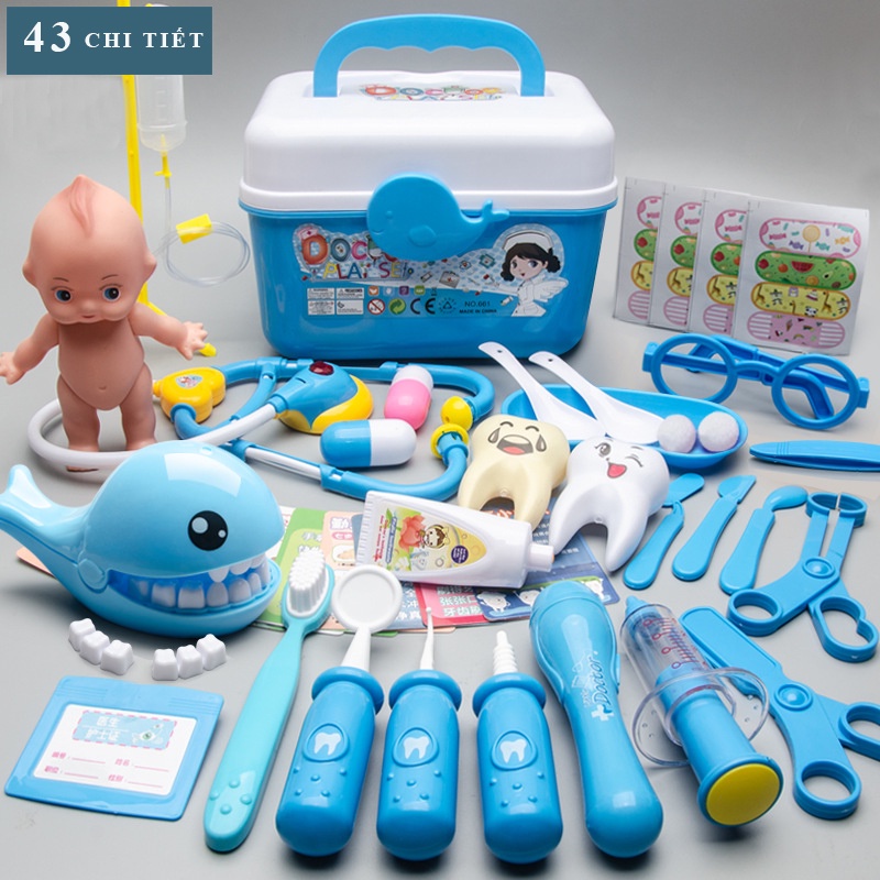 Bộ đồ chơi bác sĩ cho bé, bộ bác sĩ 43 chi tiết, bộ đồ chơi bác sĩ 43 chi tiết cho bé