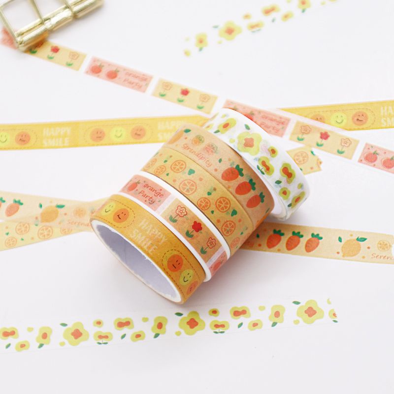 Bộ 5 cuộn băng keo washi trang trí sổ dễ thương