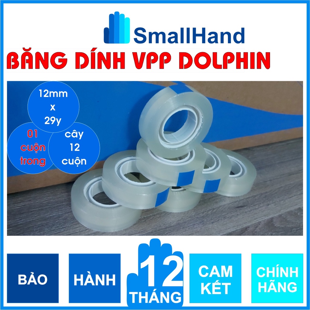 Băng keo VPP cao cấp Dolphin – Màu trong – dùng trong công tác văn phòng
