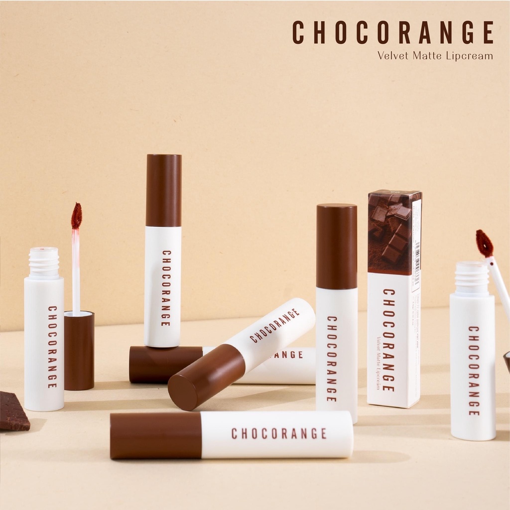 Son Kem Lì Matte Socola Chocorange - Chocorange Velvet Matte Lipcream - Son Nhung Mịn Siêu Lì Không Trôi