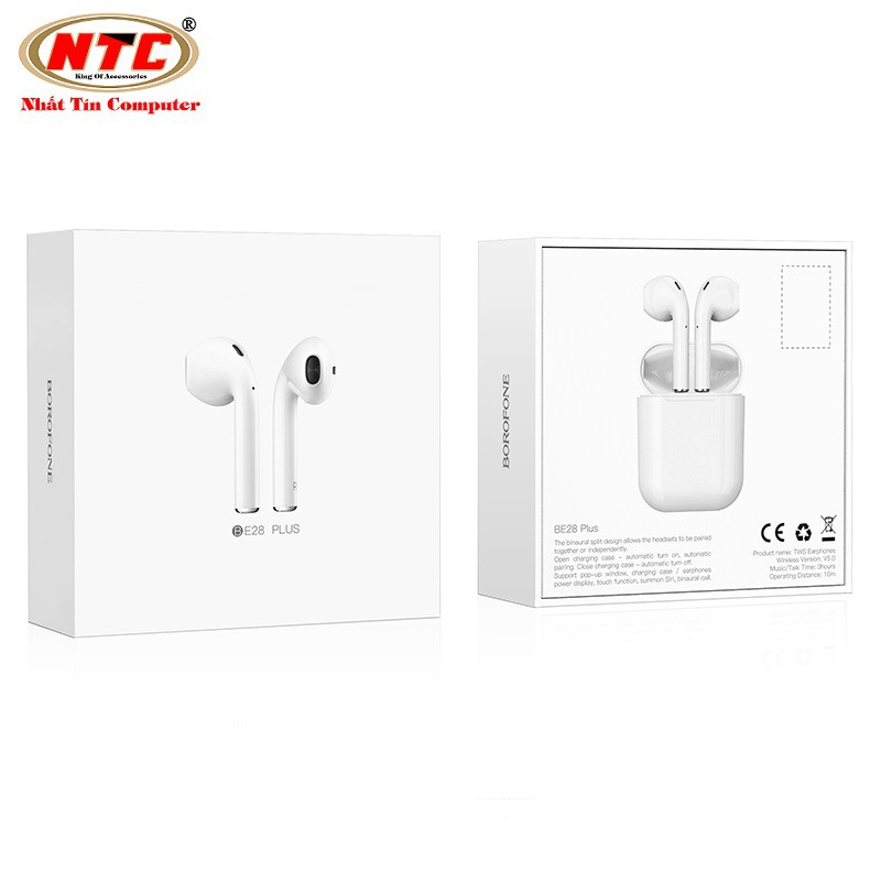 Tai nghe bluetooth True Wireless Borofone BE28 Plus Original series V5.0 (Trắng) - Hãng phân phối chính thức