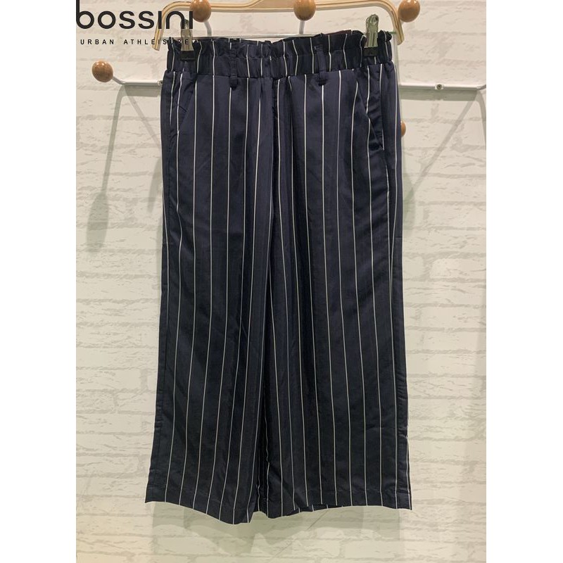 Quần kiểu lưng thun ống rộng sọc kẻ nữ Bossini 623417200