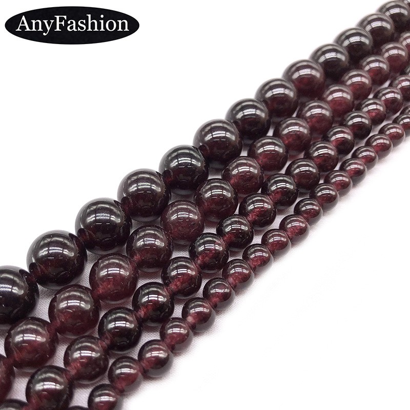 Hạt Chalcedony Jasper màu đỏ đậm 6-12mm Đá rời tự nhiên cho nữ Diy