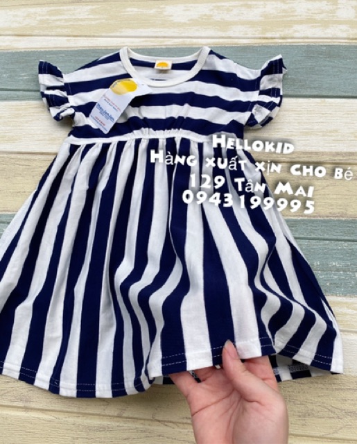 Váy kẻ cotton tay bèo